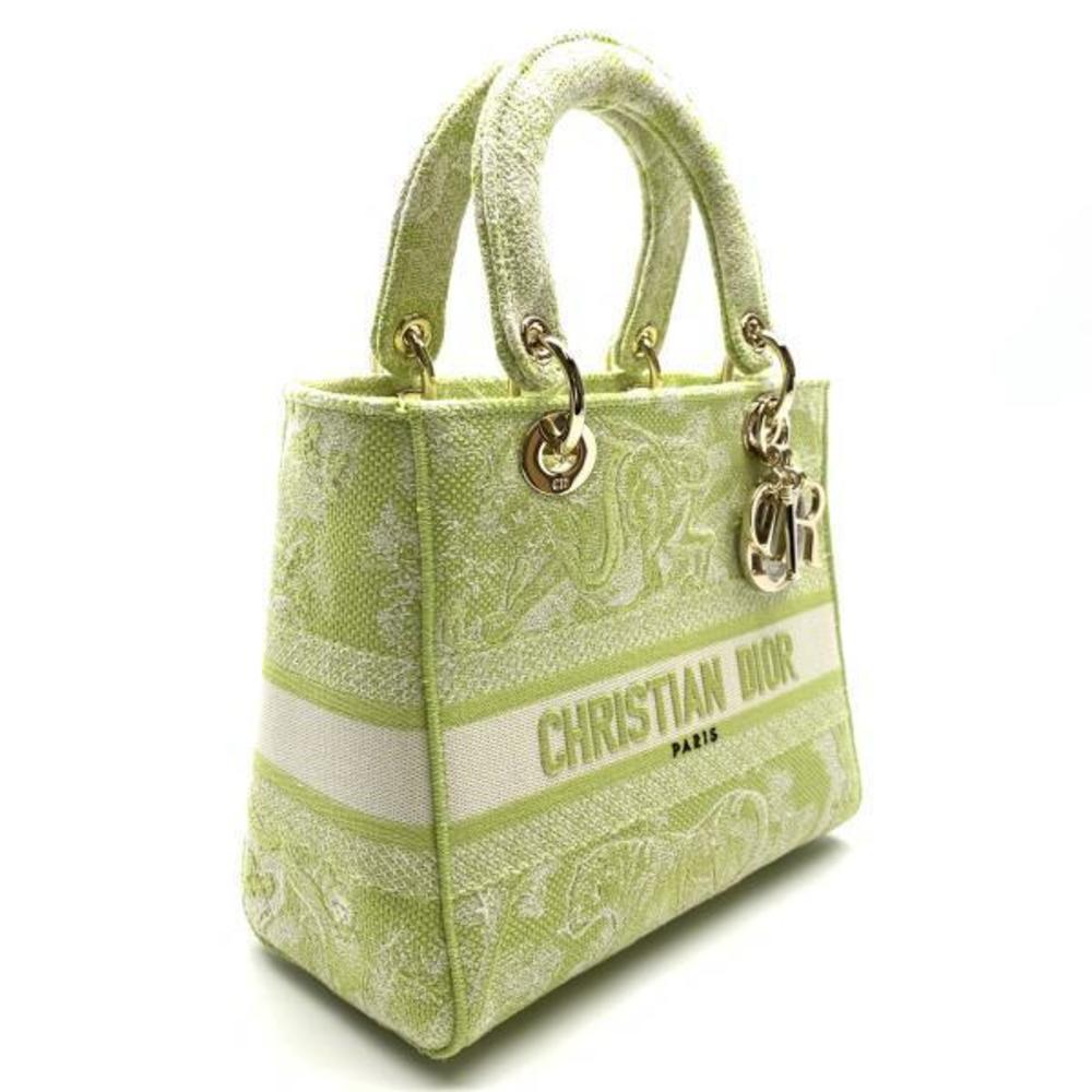 Dior Bag Lady Medium Lime Jouy Green D-Lite 2Way Oarde Yellow